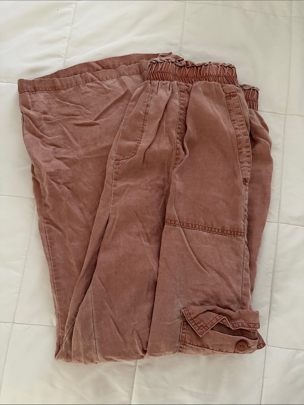 Jane and Delancey Rose-Mauve Elastic-Waist Cargo Trousers